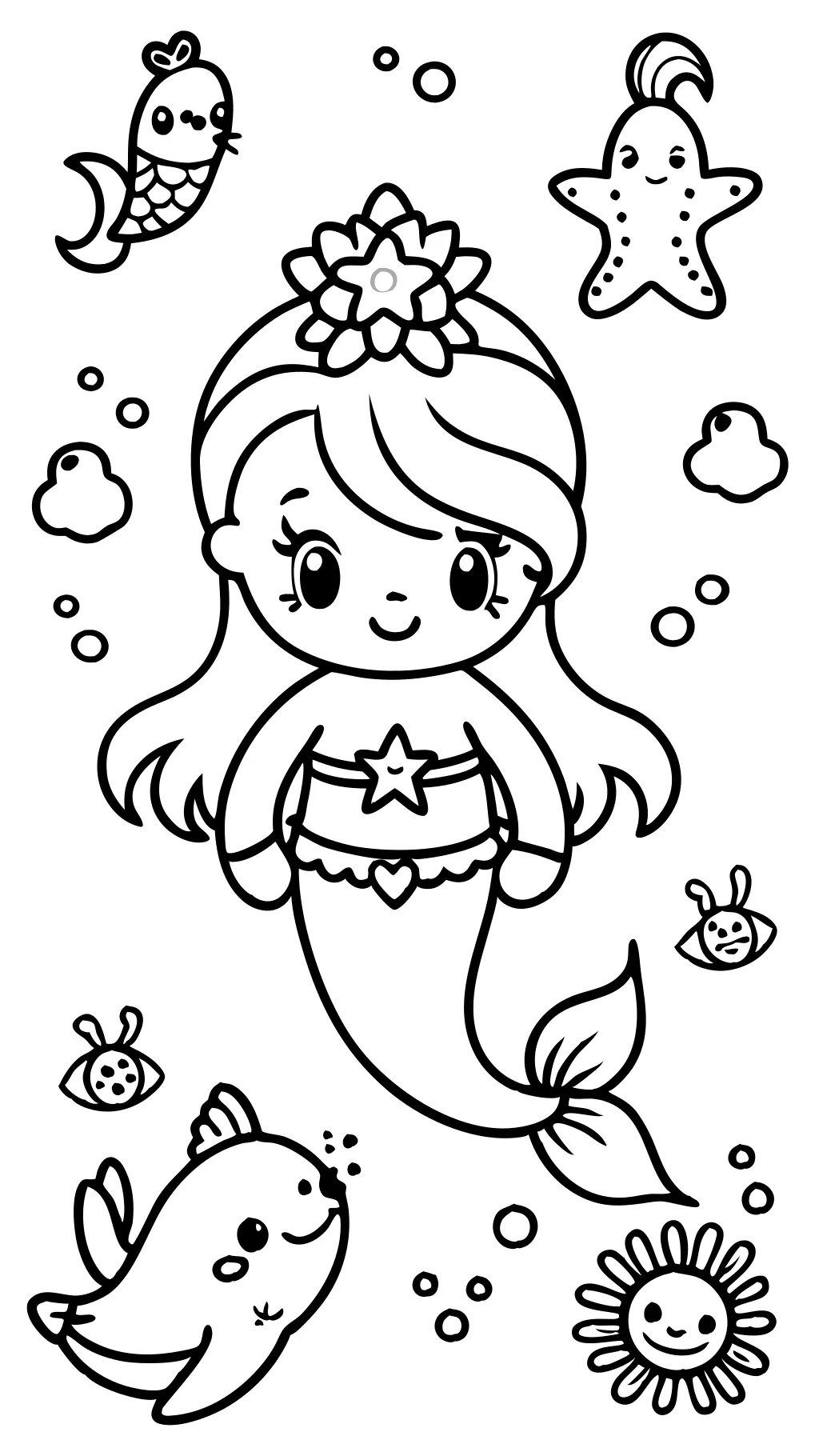 sirena hello kitty para colorear